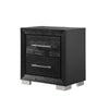 2pc King Bedroom Set, Black, Chrome, Nickel Wood, Nightstand