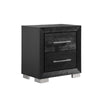 2pc King Bedroom Set, Black, Chrome, Nickel Wood, Nightstand