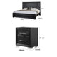 2pc King Bedroom Set, Black, Chrome, Nickel Wood, Nightstand