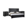 3pc King Bedroom Set, Black, Chrome, Nickel Wood, 2 Nightstands
