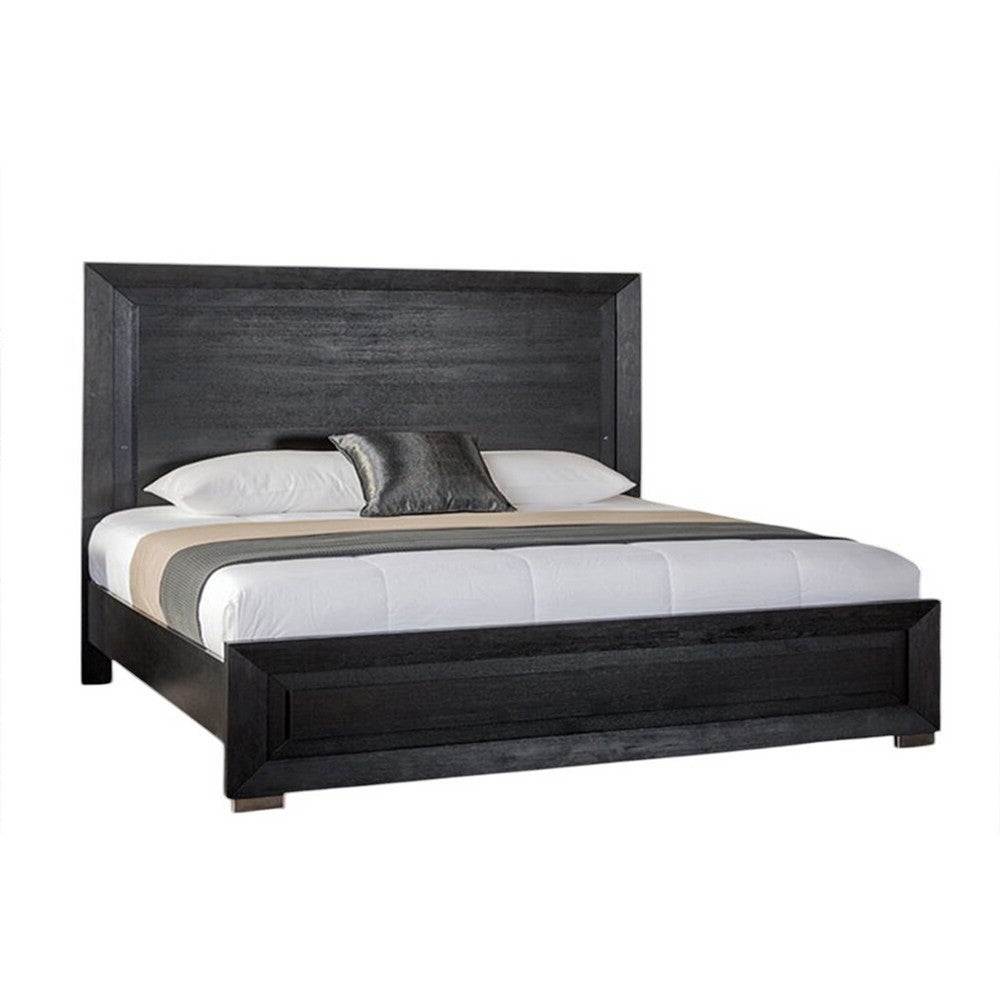 3pc King Bedroom Set, Black, Chrome, Nickel Wood, 2 Nightstands