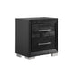 3pc King Bedroom Set, Black, Chrome, Nickel Wood, 2 Nightstands