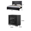 3pc King Bedroom Set, Black, Chrome, Nickel Wood, 2 Nightstands