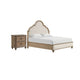 2pc King Bedroom Set, Rustic Oak Brown, Ivory, Gold Wood, Nightstand