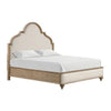 2pc King Bedroom Set, Rustic Oak Brown, Ivory, Gold Wood, Nightstand