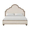 2pc King Bedroom Set, Rustic Oak Brown, Ivory, Gold Wood, Nightstand