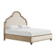 3pc King Bedroom Set, Rustic Oak Brown, Ivory, Gold Wood, 2 Nightstands