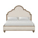 3pc King Bedroom Set, Rustic Oak Brown, Ivory, Gold Wood, 2 Nightstands