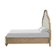 3pc King Bedroom Set, Rustic Oak Brown, Ivory, Gold Wood, 2 Nightstands