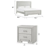 2pc King Bedroom Set, Rustic White, White, Nickel Wood, Nightstand