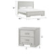 2pc King Bedroom Set, Rustic White, White, Nickel Wood, Nightstand