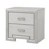 3pc King Bedroom Set, Rustic White, White, Nickel Wood, 2 Nightstands