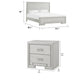 3pc King Bedroom Set, Rustic White, White, Nickel Wood, 2 Nightstands