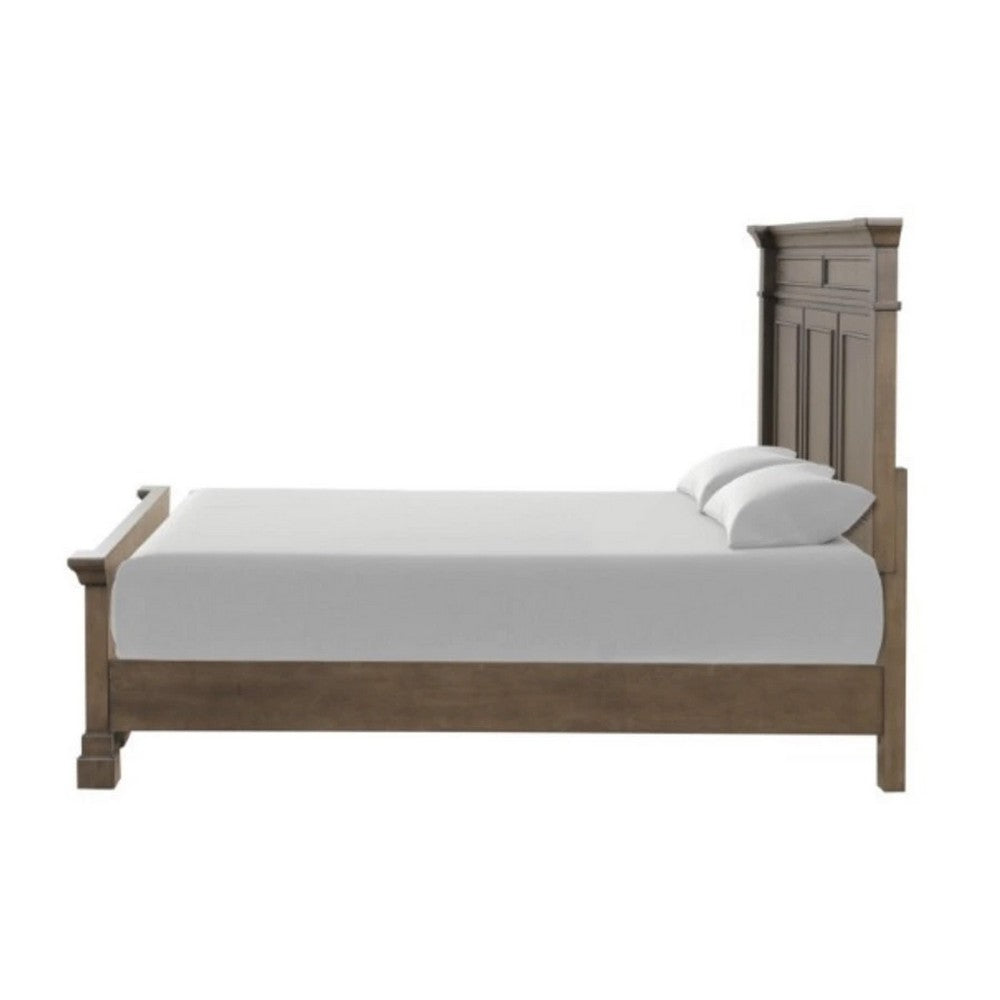 3pc King Bedroom Set, Walnut Brown, Black Wood, 2 Nightstands