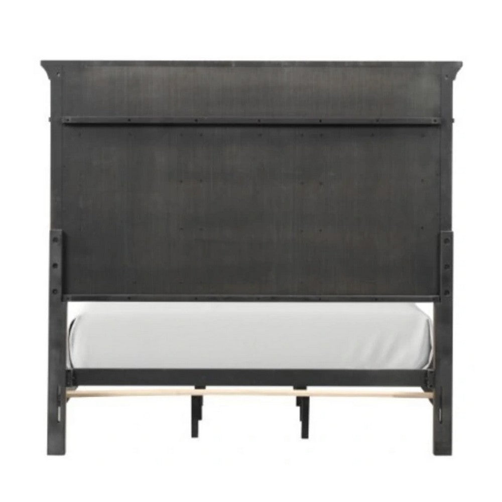 3pc King Bedroom Set, Walnut Brown, Black Wood, 2 Nightstands