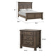 3pc King Bedroom Set, Walnut Brown, Black Wood, 2 Nightstands