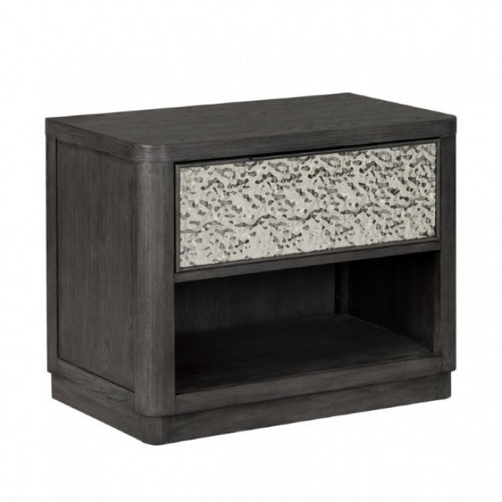 3pc King Bedroom Set | Ash Gray | Chrome Wood | 2 Nightst&s