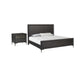 2pc King Bedroom Set, Espresso Brown, Silver, Black Wood, Nightstand