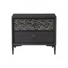 2pc King Bedroom Set, Espresso Brown, Silver, Black Wood, Nightstand