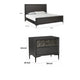 2pc King Bedroom Set, Espresso Brown, Silver, Black Wood, Nightstand