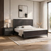 2pc King Bedroom Set, Espresso Brown, Silver, Black Wood, Nightstand