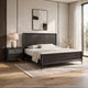 2pc King Bedroom Set, Espresso Brown, Silver, Black Wood, Nightstand