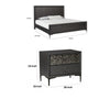 3pc King Bedroom Set, Espresso Brown, Silver, Black Wood, 2 Nightstands