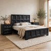 3pc King Bedroom Set | Weathered Black Wood | 2 Nightst&s