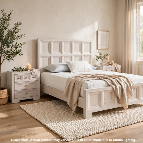 3pc King Bedroom Set | Beige | Bronze Wood | 2 Nightst&s