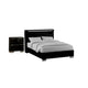 2pc King Bedroom Set, Black, Chrome Wood, Nightstand