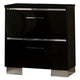 2pc King Bedroom Set, Black, Chrome Wood, Nightstand