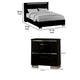 2pc King Bedroom Set, Black, Chrome Wood, Nightstand