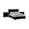 3pc King Bedroom Set, Black, Chrome Wood, 2 Nightstands