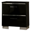 3pc King Bedroom Set, Black, Chrome Wood, 2 Nightstands