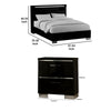 3pc King Bedroom Set, Black, Chrome Wood, 2 Nightstands
