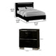 3pc King Bedroom Set, Black, Chrome Wood, 2 Nightstands