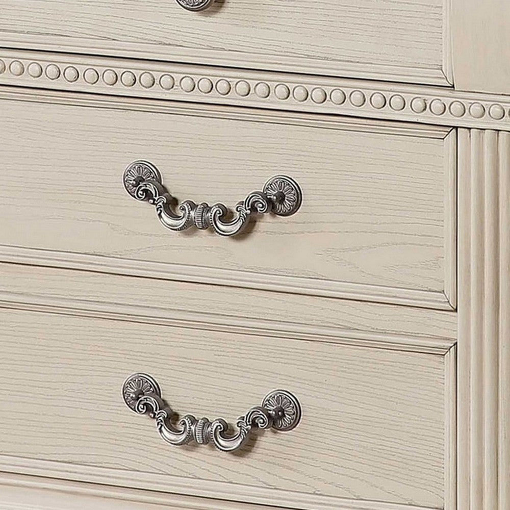 2pc King Bedroom Set, Antique White Wood, Nightstand