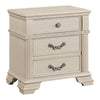 3pc King Bedroom Set, Antique White Wood, 2 Nightstands