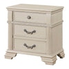 3pc King Bedroom Set, Antique White Wood, 2 Nightstands