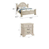3pc King Bedroom Set, Antique White Wood, 2 Nightstands