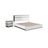 2pc King Bedroom Set, White, Metallic Gray Wood, Nightstand