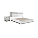 2pc King Bedroom Set, White, Metallic Gray Wood, Nightstand