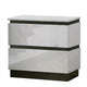 2pc King Bedroom Set, White, Metallic Gray Wood, Nightstand