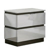 2pc King Bedroom Set, White, Metallic Gray Wood, Nightstand