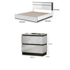 2pc King Bedroom Set, White, Metallic Gray Wood, Nightstand