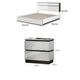 2pc King Bedroom Set, White, Metallic Gray Wood, Nightstand