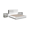 3pc King Bedroom Set, White, Metallic Gray Wood, 2 Nightstands