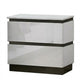 3pc King Bedroom Set, White, Metallic Gray Wood, 2 Nightstands