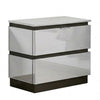 3pc King Bedroom Set, White, Metallic Gray Wood, 2 Nightstands