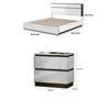3pc King Bedroom Set, White, Metallic Gray Wood, 2 Nightstands
